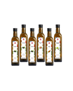 MISCHKARTON ÖL 6 X 500ML (3 X OLIVENÖL, 1 X WALNUSSÖL, 1 X CURRYÖL, 1 X TRAUBENKERNÖL)