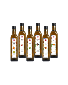 PREMIUM MISCHKARTON ÖL 6 X 500ML (STEIRISCHES KÜRBISKERN-, CHILI-, RUCOLA-, TRÜFFEL-, ERDNUSS-, DISTELÖL)